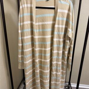 Ann Taylor Beige and Light Blue Cardigan